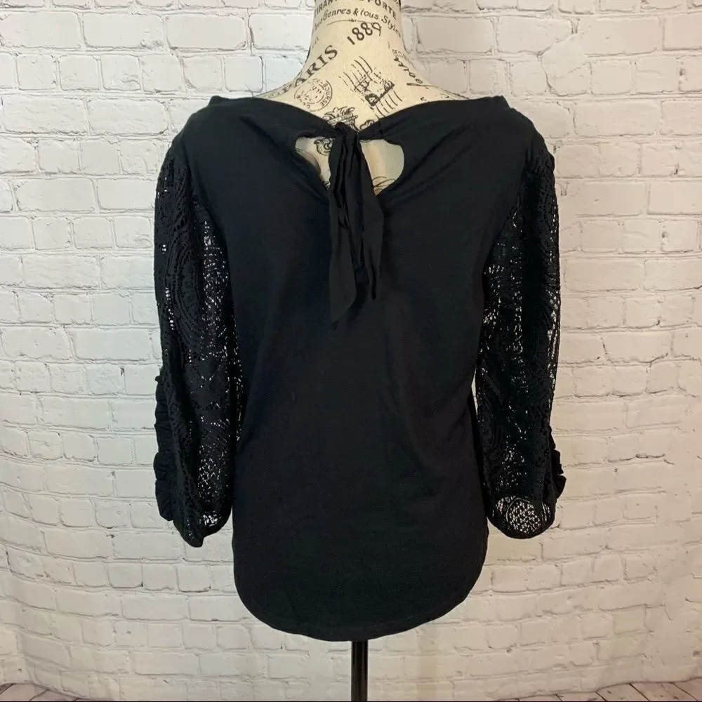 Anthropologie Nina lace sleeves Top size Small balloon sleeve 100% cotton - Picture 6 of 11